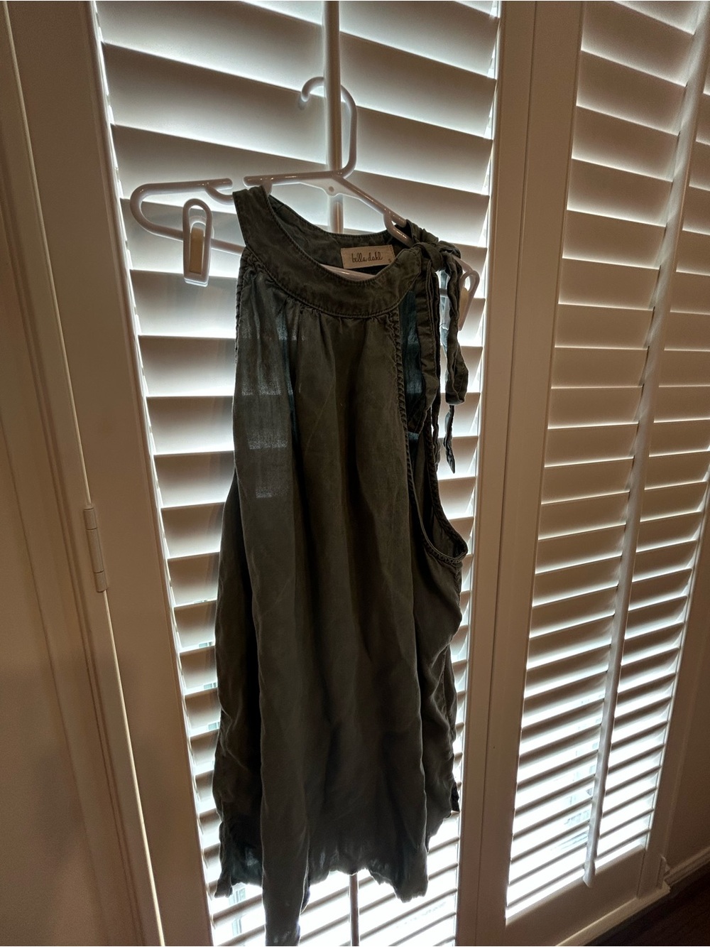 Bella Dahl Olive Green Tie-Shoulder Mini Skirt